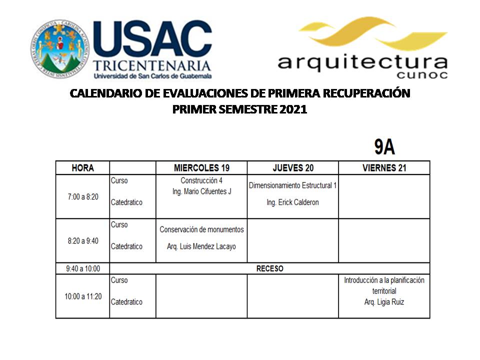 Calendario de Exámenes de 1a. Rec. 2021-1 (5)